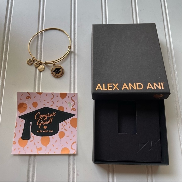 Alex and Ani Bracelet Bangles Set of 2 Graduate 2020 Pink Beads Energy Gold - Picture 3 of 10